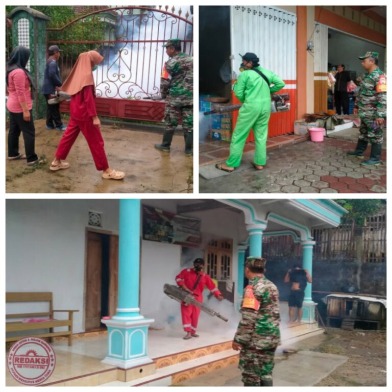 Babinsa Dan Petugas Puskesmas Panggungrejo Dampingi FoggingCegah DBD Di Musim Penghujan
