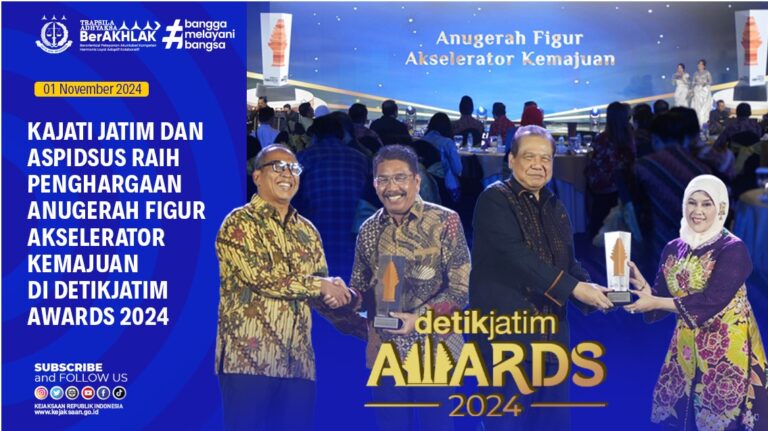 Kajati Jatim dan Aspidsus Terima Penghargaan detikAward 2024