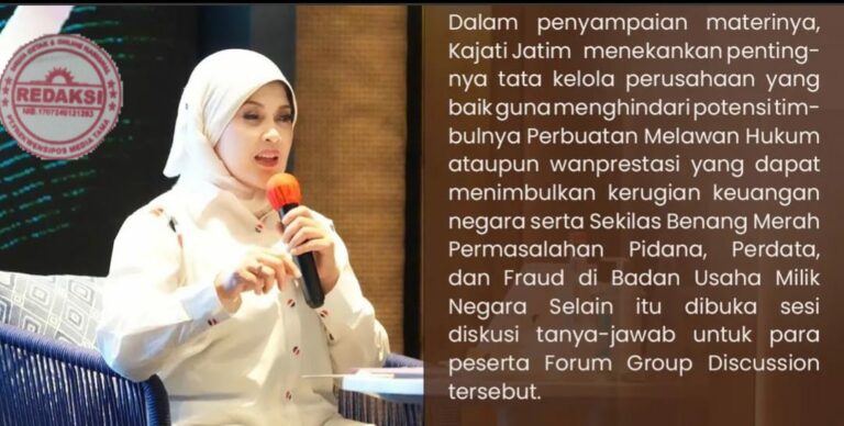 Kajati Jatim Mia Amiati Jadi Nara Sumber FGD Pembekalan Hukum Jajaran PT Petrokimia Gresik